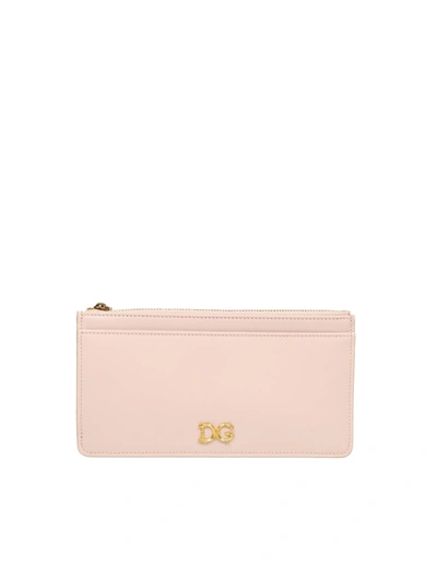 Dolce & Gabbana Logo Plaque Cardholder In Pink