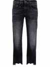 R13 Boyfriend Straight Cropped Jeans In Black