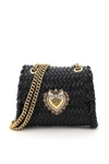 Dolce & Gabbana Small Devotion Shoulder Bag In Woven Nappa In Black