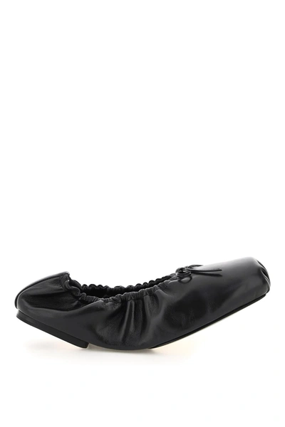 Khaite Ashland Square-toe Leather Ballerina Flats In Schwarz