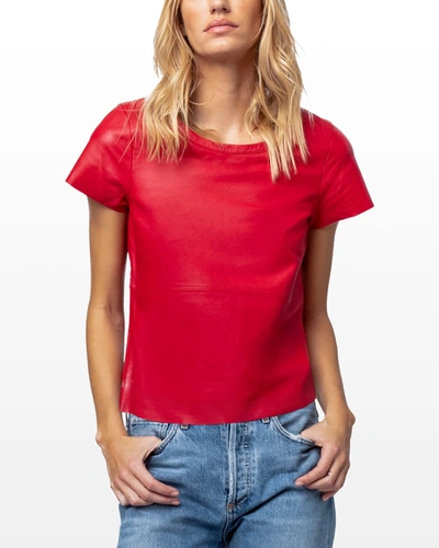 As By Df New Guard Recycled Leather Tee In Coco Red