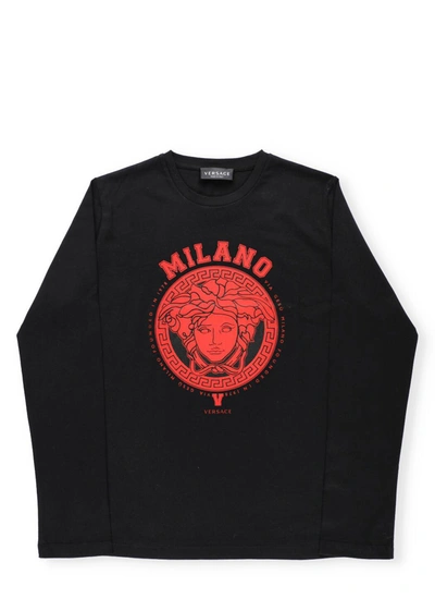 Versace Medusa-print Crew Neck Sweatshirt In 黑色