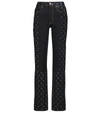 Marine Serre Printed Regenerated High-rise Slim Jeans In Black