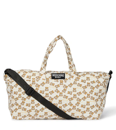 Moschino Baby Printed Stretch-cotton Changing Bag With Mat In 白色