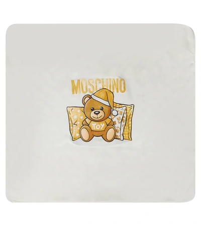 Moschino Baby Printed Stretch-cotton Blanket In 白色
