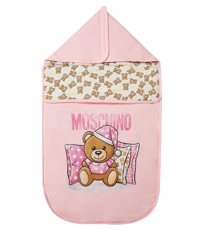 Moschino Baby Printed Stretch-cotton Bunting Bag In 粉红色