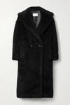 Max Mara Hooded Coat With Belt In Black Wool In Black