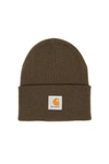 Carhartt Logo-patch Knitted Beanie In Khaki