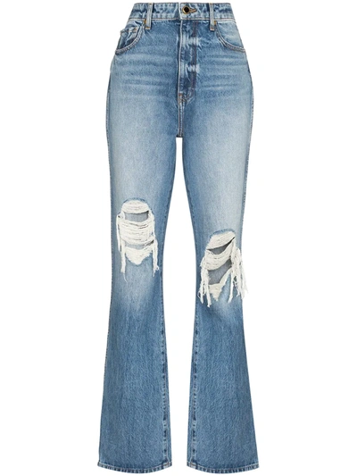Khaite Danielle High-waisted Distressed Jeans In Blue