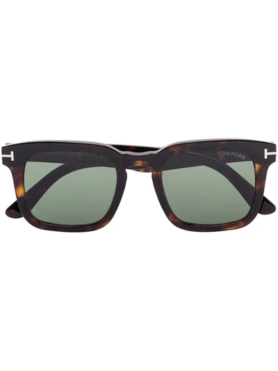 Tom Ford Square Frame Tortoiseshell Sunglasses In 褐色