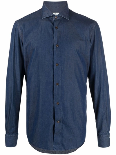 Etro Shirt In Cotton Denim With Paisley Pattern