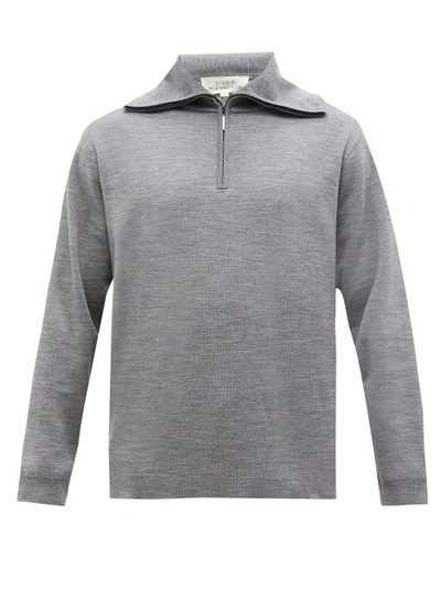 Studio Nicholson Lak High-neck Merino-wool Jersey Sweater In Grey