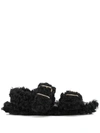 MARNI SHEARLING-TRIMMED SANDALS