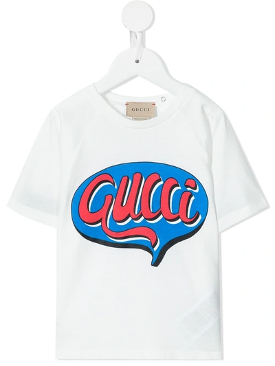 Gucci Babies' Logo-print T-shirt In 白色
