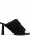 Jacquemus Les Mules Carre Rondes Shearling Sandal In Black