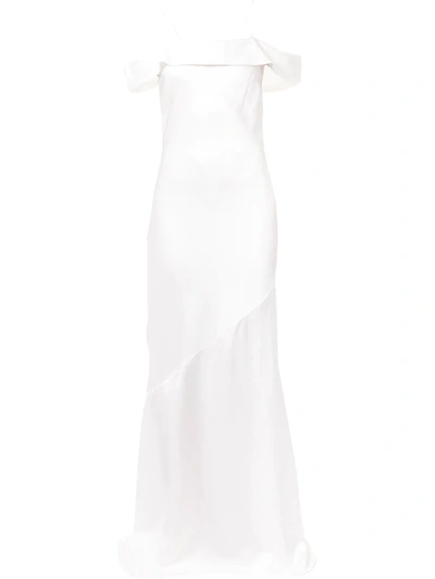 Rebecca Vallance Olivia Off-shoulder Slip Gown In 白色