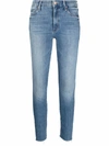 Mother Cropped Skinny-cut Jeans In 蓝色