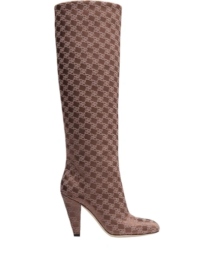 Fendi Karligraphy Embossed Logo Boot In Brown