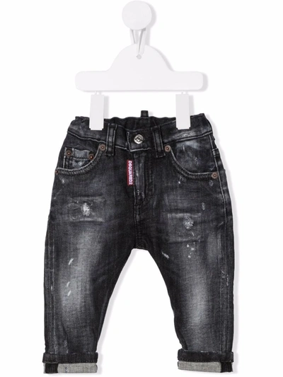 Dsquared2 Babies' Black Cotton-blend Denim Jeans In Grey