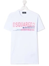 Dsquared2 Logo Slogan Cotton T-shirt In 白色