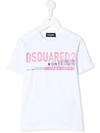 Dsquared2 Logo Slogan Cotton T-shirt In 白色