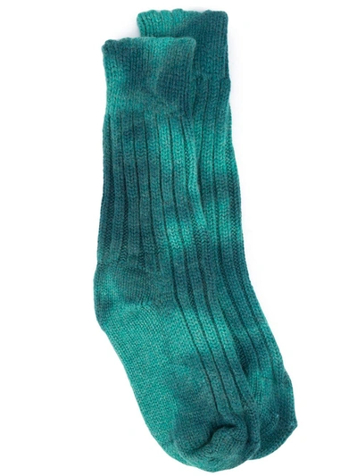 The Elder Statesman Tie-dye Print Socks In 蓝色