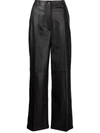 Loulou Studio Noro Leather Wide-leg Pants In 黑色