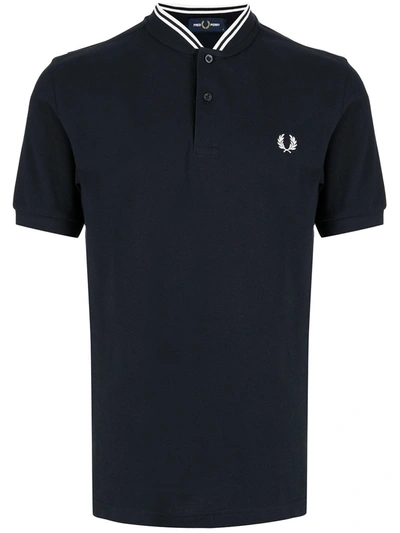 Fred Perry Embroidered-logo Short-sleeved Polo Shirt In Dark Blue