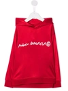 Mm6 Maison Margiela Teen Logo-print Rib-trimmed Hoodie In 红色