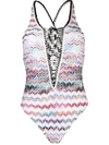 MISSONI ZIGZAG-WOVEN LACE-UP SWIMSUIT