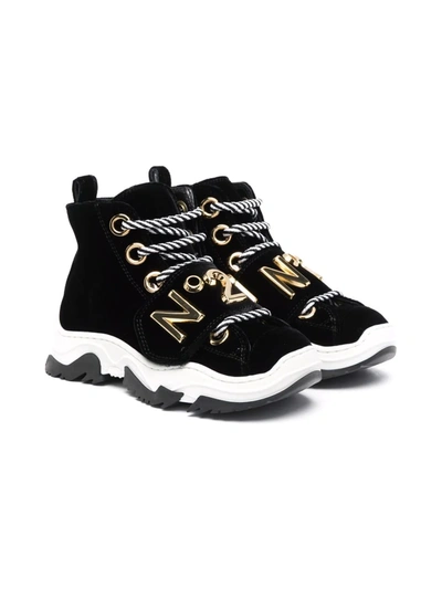 N°21 Teen Logo Plaque High-top Trainers In Black