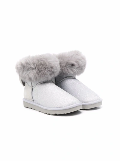 Monnalisa Teen Faux-fur Trimmed Ankle Boots In 灰色