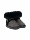 Monnalisa Teen Faux-fur Trimmed Ankle Boots In 黑色