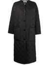 Rodebjer Quilted Single-breasted Oversize Coat In 黑色