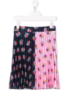 Msgm Floral-print Pleated Skirt In 蓝色