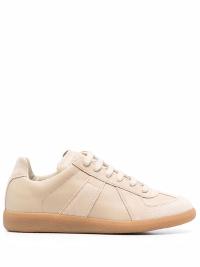 Maison Margiela Replica Leather And Suede Sneakers In Nude & Neutrals