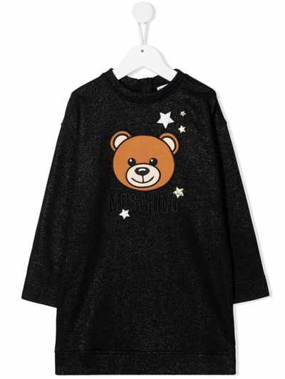 Moschino Teddy Bear Print Jersey Dress In 黑色