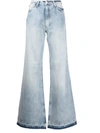 Natasha Zinko Heart-pocket Wide-leg Jeans In 蓝色