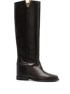 Via Roma 15 Logo Plaque Knee-length Boots In 褐色