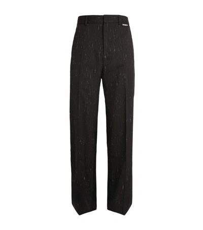 Vetements Pinstripe Wool-blend Wide-leg Trousers In Black