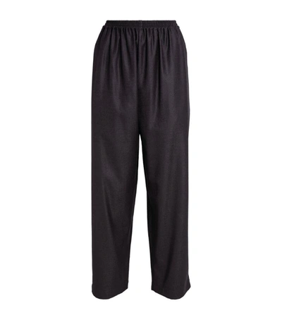 Eskandar Wool Longer Japanese Trousers In Black