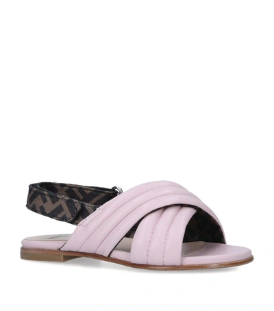 Fendi Kids Leather Crossover Sandals In Pink