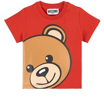 Moschino Babies' Toy Bear Oversized-print T-shirt In Red