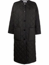 Rodebjer Quilted Single-breasted Oversize Coat In Black