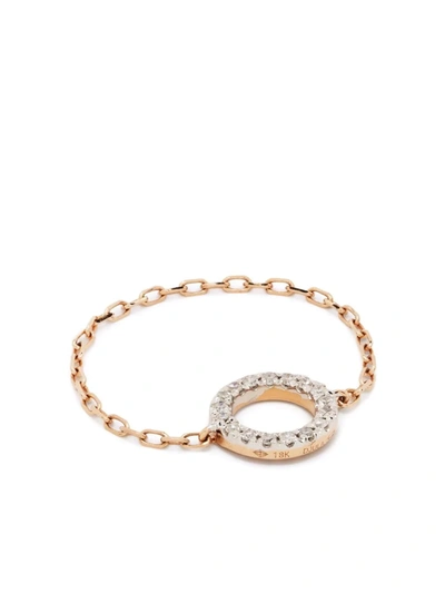 Djula 18kt Rose Gold Circle Chain Diamond Ring In Rosa