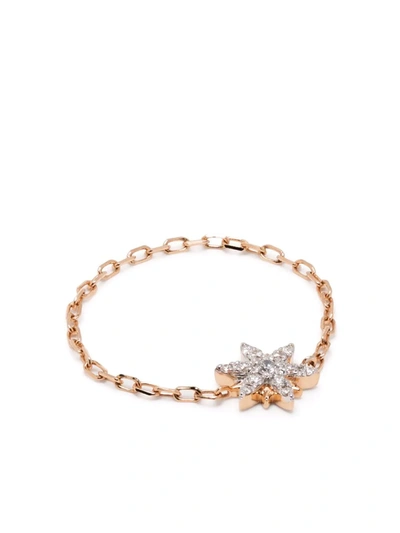 Djula 18kt Rose Gold Sun Diamond Chain Ring In Rosa