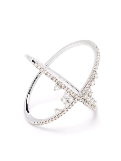 Djula Women's Fairytale 18k White Gold & Diamond Crossed Ring