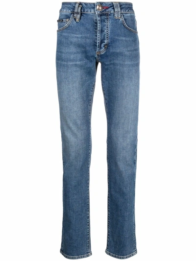 Philipp Plein Super Straight Cut Jeans In Blau