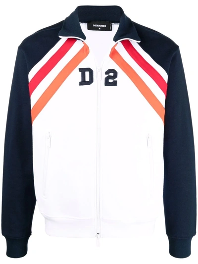 Dsquared2 Appliqué-logo Zip-up Sweatshirt In Weiss