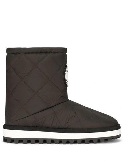 Dolce & Gabbana Logo-patch Padded Boots In Black